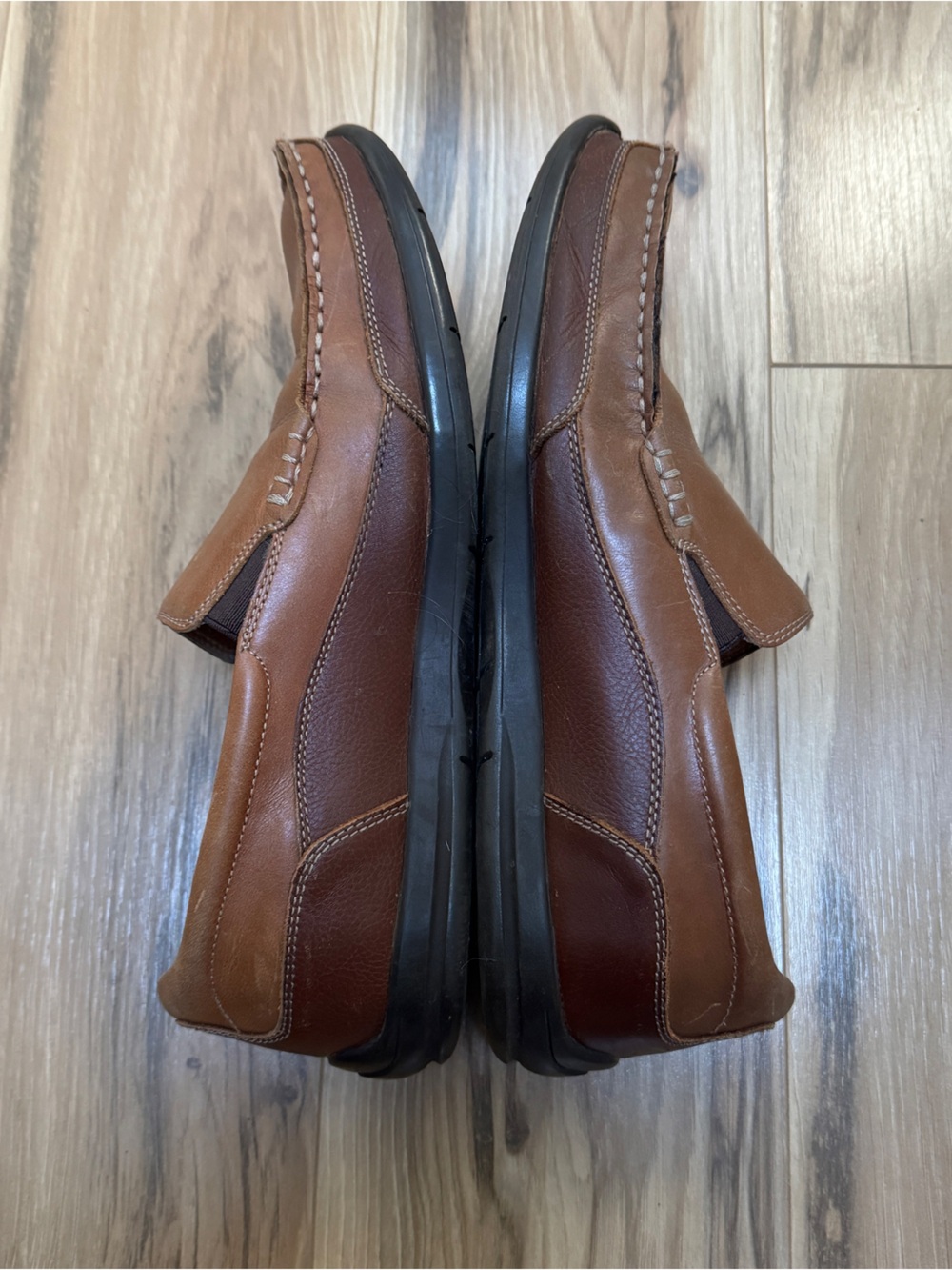 Vionic Men's Aster Preston Tan Brown Leather Slip On Moc Loafers Comfort Size 10 - Picture 6 of 13